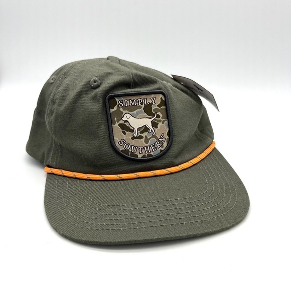 New Simply‎ Southern Olive Green Hat Dog Patch Rope Accent Baseball Cap OSFM - Picture 1 of 7